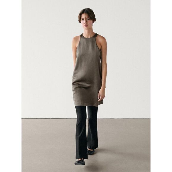 Massimo Dutti Dresses & Skirts - Massimo Dutti Womens Mini Dress XS Gray Flowing Satin Sleeveless 6655/655 NWT